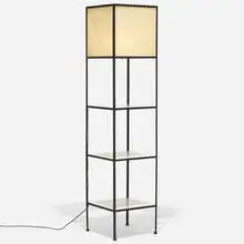 Frederic Weinberg, vitrine lamp, c. 1950, enameled steel, fiberglass, laminate over wood