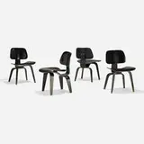 Charles and Ray Eames, DCWs, set of four, 1945, lacquered plywood, rubber