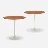 occasional tables model 161M, pair by Eero Saarinen, teak, plastic-coated aluminum, cast iron, sold Feb 2020