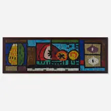 Untitled by Evelyn Ackerman, c. 1960, glass tile mosaic, lacquered wood, sold Feb 2020