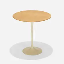 occasional table, model 163W by Eero Saarinen, oak, enameled aluminum, sold Feb 2020