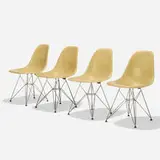 DSRs, set of four by Charles and Ray Eames, 1950, molded fiberglass, zinc-plated steel, rubber, plastic, sold Feb 2020