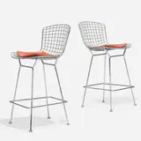 Harry Bertoia, bar stools, pair, chrome-plated steel, vinyl
