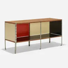 ESU 100-C by Charles and Ray Eames, 1950, birch plywood, lacquered masonite, laminate, zinc-plated steel, rubber, sold Feb 2020