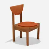Frank Lloyd Wright, dining chair from the Riverview Terrace Restaurant, Spring Green, 1953, stained oak, upholstery
