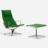 Charles and Ray Eames, Aluminum Group lounge chair and ottoman, 1958, aluminum, upholstery, enameled steel, plastic