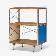 ESU 250-C by Charles and Ray Eames, 1950 / 1952, walnut plywood, chrome-plated steel, lacquered masonite, rubber, sold Feb 2020