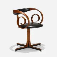 George Mulhauser, Sultana chair, c. 1965, walnut, enameled steel, vinyl