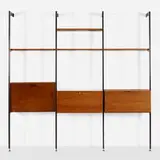 CSS (Comprehensive Storage System) by George Nelson & Associates, 1959, walnut, enameled aluminum, aluminum, laminate, sold Feb 2020