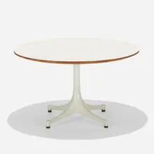 coffee table, model 5452 by George Nelson & Associates, 1954, enameled aluminum, laminate over plywood, sold Feb 2020