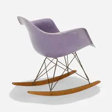 RAR by Charles and Ray Eames, 1950 / 1954, molded fiberglass, enameled steel, birch, rubber, sold Feb 2020