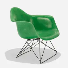 LAR by Charles and Ray Eames, 1950, molded fiberglass with rope edge, zinc-plated steel, rubber, sold Feb 2020