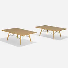 50th Anniversary coffee tables, pair by Charles and Ray Eames, 1949 / 1999, gold leaf over steel, enameled steel, sold Feb 2020