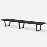 Slat bench, model 4992 by George Nelson & Associates, 1946, birch, lacquered wood, sold Feb 2020