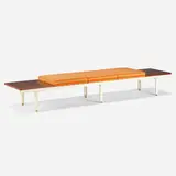 Contract Bench System, model 5996 by George Nelson & Associates, 1958, enameled steel, rosewood, upholstery, sold Feb 2020