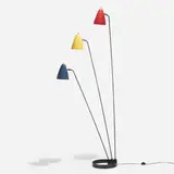 Ben Seibel, floor lamp, 1951, enameled steel, enameled and perforated aluminum