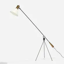 Gilbert Watrous, floor lamp, 1951, enameled steel, enameled aluminum, brass