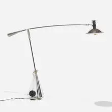Clive Entwistle, table lamp, c. 1965, lacquered fiberglass, aluminum, chrome-plated steel, acrylic, plastic, steel wire