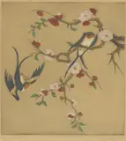 Lord Elyse Ash, Untitled, Lord Elyse Ash (1900-1971) Swallows and Prunus hand-coloured drypoint etching