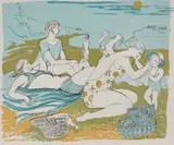 Claudia Williams, Untitled, Claudia Williams (b.1933) Beach lithograph printed in colours
