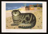 Mary Fedden, Untitled, Mary Fedden RA (1915-2012) 'Cat on a Cornish Beach' offset lithograph printed in colours