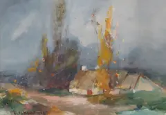 Thomas Lorraine Hunt, Windy Day, 1909, gouache and watercolor on paper