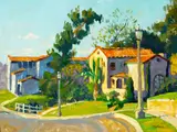 Ferdinand Kaufmann, Street in Pasadena, oil on board