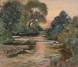 Joseph Kleitsch, River Landscape at Sunset