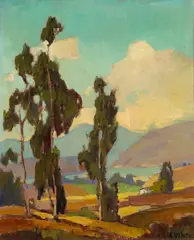 Orrin A. White, Landscape with Eucalyptus Trees, oil on canvas on board
