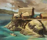 Marshall Wayne Hibbard, Fishing Beneath the Docks, 1947, oil on canvas