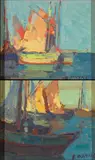 Edgar Alwin Payne, Harbor Scene; Golden Sail (a pair)