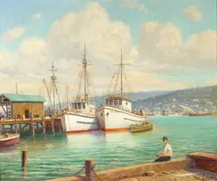 Seattle Harbor by Paul Grimm, 1958, oil on panel, sold Apr 2006