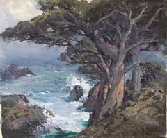 Fitch Fulton, Seascape, 1950, oil on canvas board