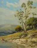 Angel Espoy, California Landscape; Sundown (a pair), oil on canvas