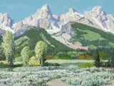 Carl Sammons, Tetons, oil on canvas board