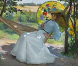 Joseph Kleitsch, A Young Girl in a Hammock, oil on canvas