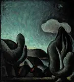 Niel A. Gren, Nocturnal Landscape, 1935, oil on board