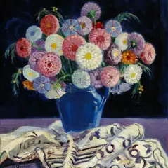 Helena Dunlap, Still Life with Zinnias, oil on canvas