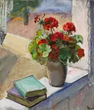 Ejnar Hansen, Geraniums in a Window, 1925, oil on canvas