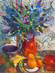 Millie Greene, The Orange Vase, oil on canvas
