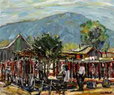 Philip Latimer Dike, Drying Peppers, San Fernando Valley, oil on canvas