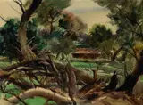 Emil Kosa Jr., View Through the Trees to a Ranch House