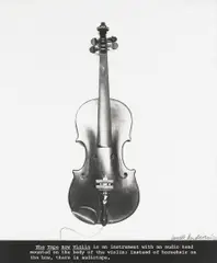Laurie Anderson, The Tape Bow Violin, 1977, black and white photograph with text