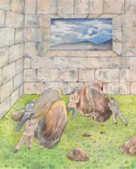 Glen Baxter, Untitled, 1973, color pencil on paper