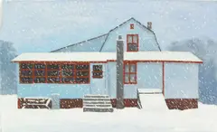 Sam Cady, Bungalow in the Snow, Early Evening, 1978, oil on canvas