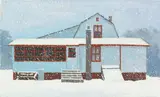 Sam Cady, Bungalow in the Snow, Early Evening, 1978, oil on canvas