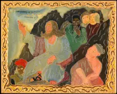 Carl A. Dixon, The Sermon on the Mount, 1986, paint and varnish on wood
