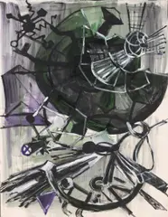 Lydia Dona, Orbital Attitudes, 1984, acrylic on paper