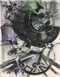 Lydia Dona, Orbital Attitudes, 1984, acrylic on paper