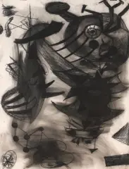 Lydia Dona, I Saw the Magnetic Organs from the Twilight Zone, 1984, charcoal on paper